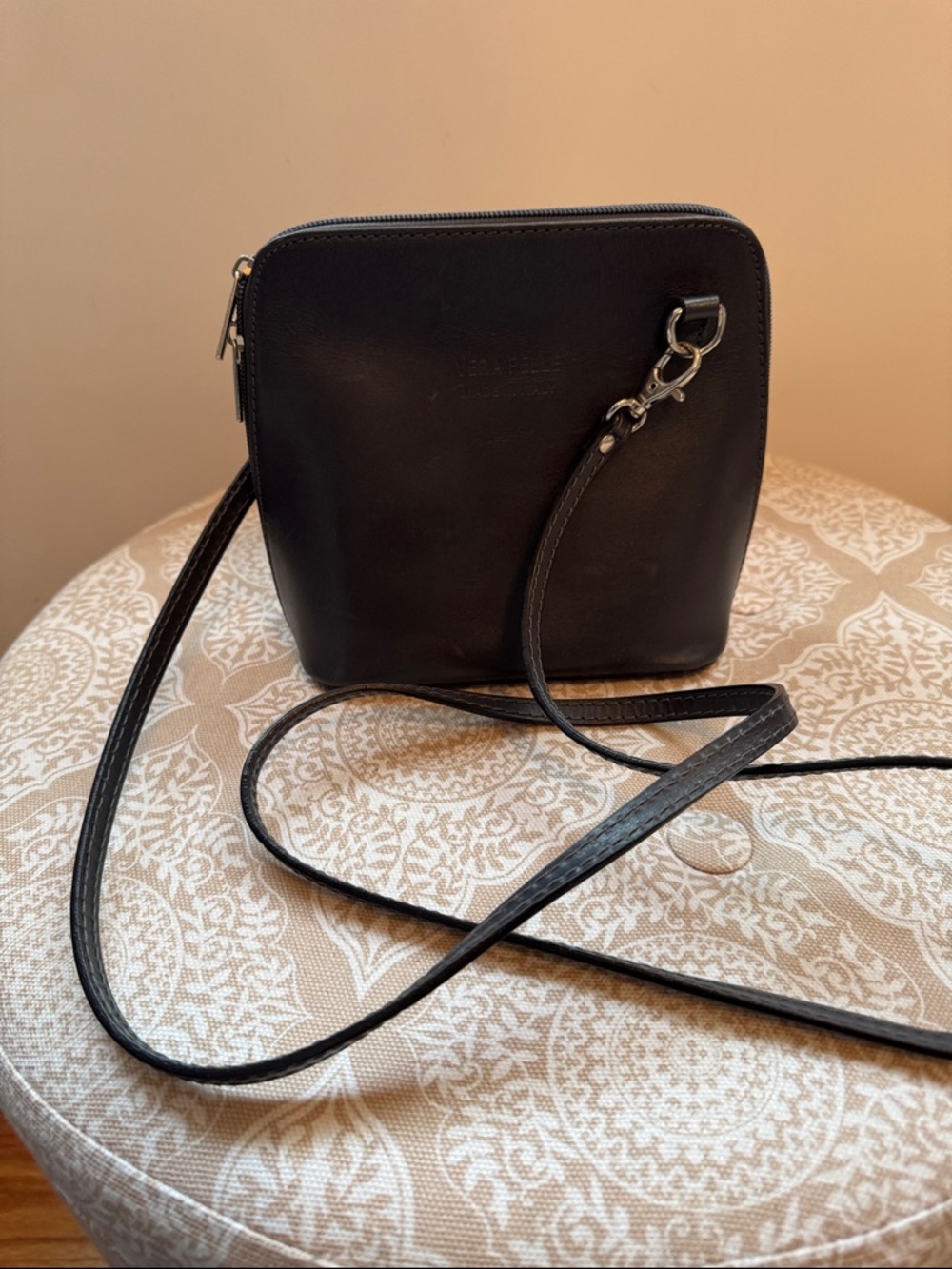 Dark Blue Leather Crossbody Bag